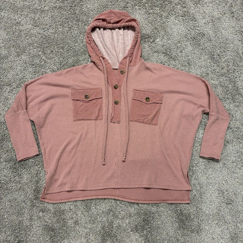 Reborn J Waffle Knit Oversized Hoodie Sweatshirt Women’s Medium/Large READ DESCR